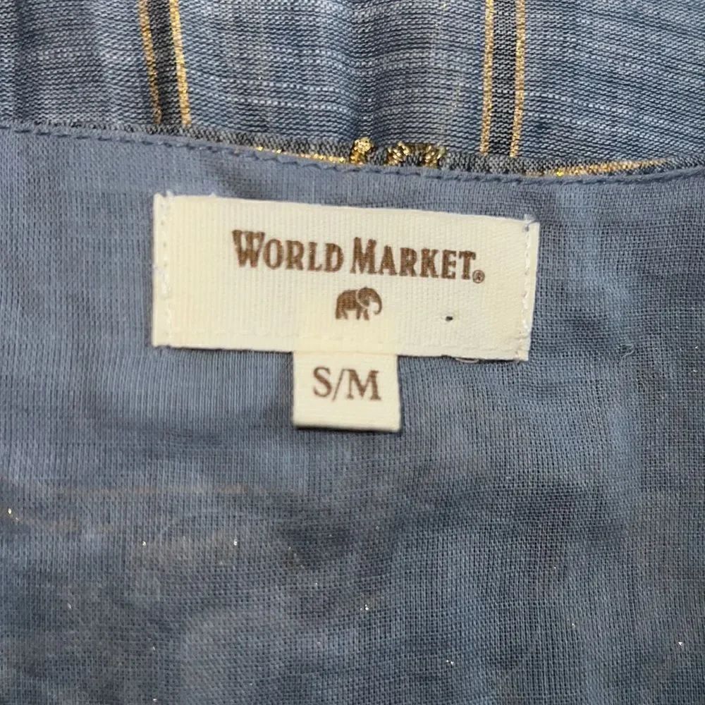 ✨ World Market Denim Blue Striped Embroidered Tunic✨ - Picture 4 of 6